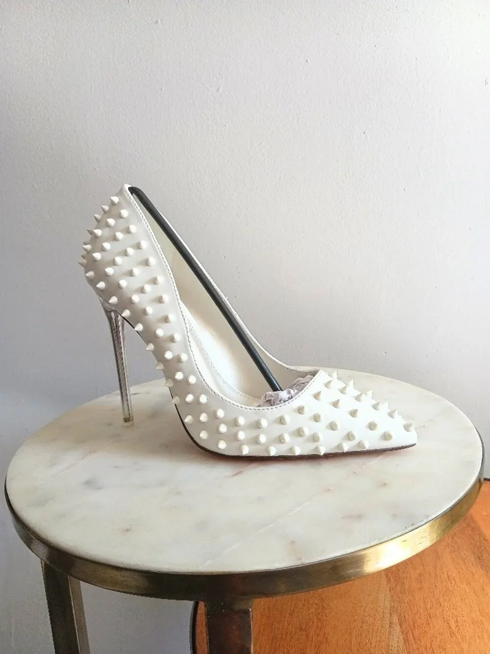 Liliana Markel White Studded Rivet Stilettos